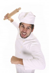 Mad chef with rolling pin